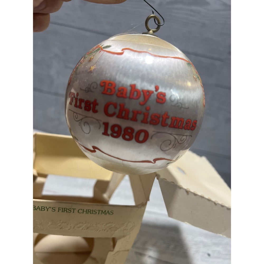 Hallmark 1980 Babys First Christmas Satin Ornament Tree Trimmer Collection W/Box